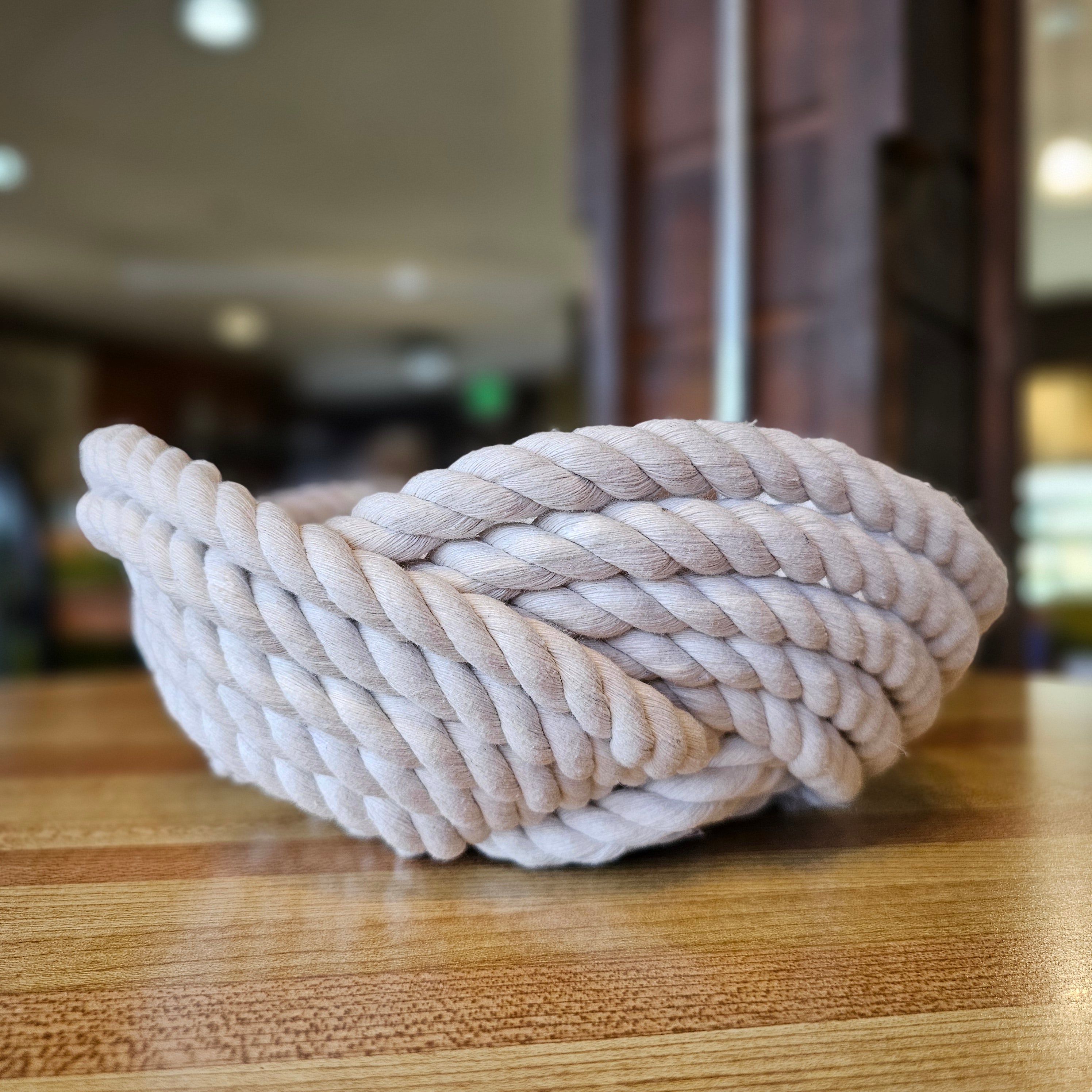 Handwoven Off-White Cotton Rope Bowl | Nautical Home Storage