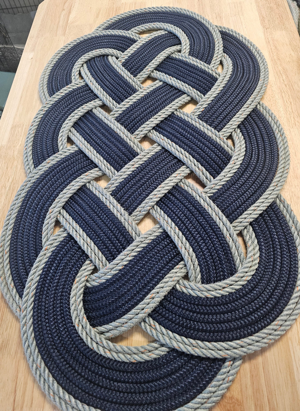 Navy & Silver Rope Rug 24" x 36" | Handwoven in Alaska