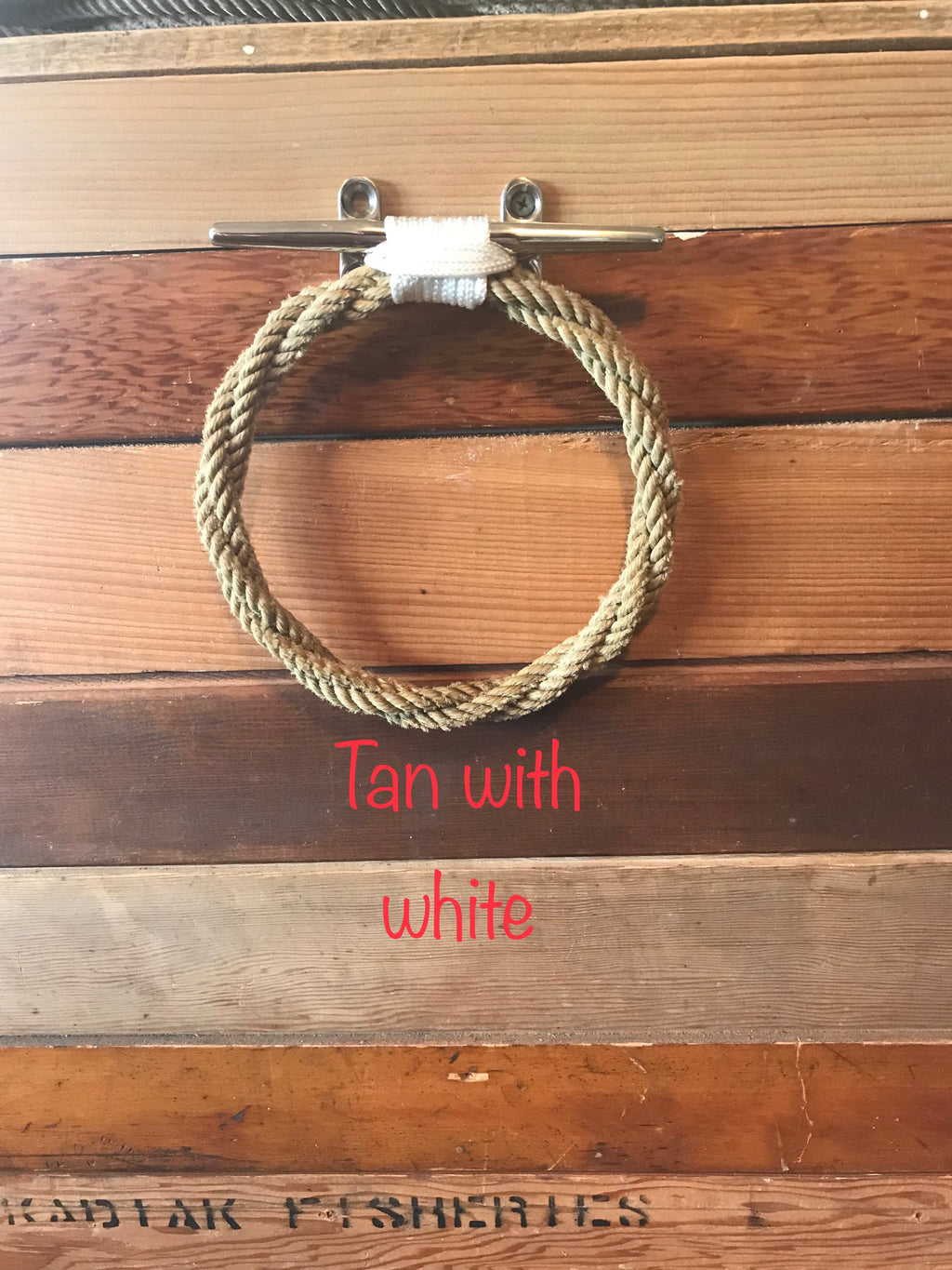 Tan Rope Towel Ring Rack - Alaska Rug Company