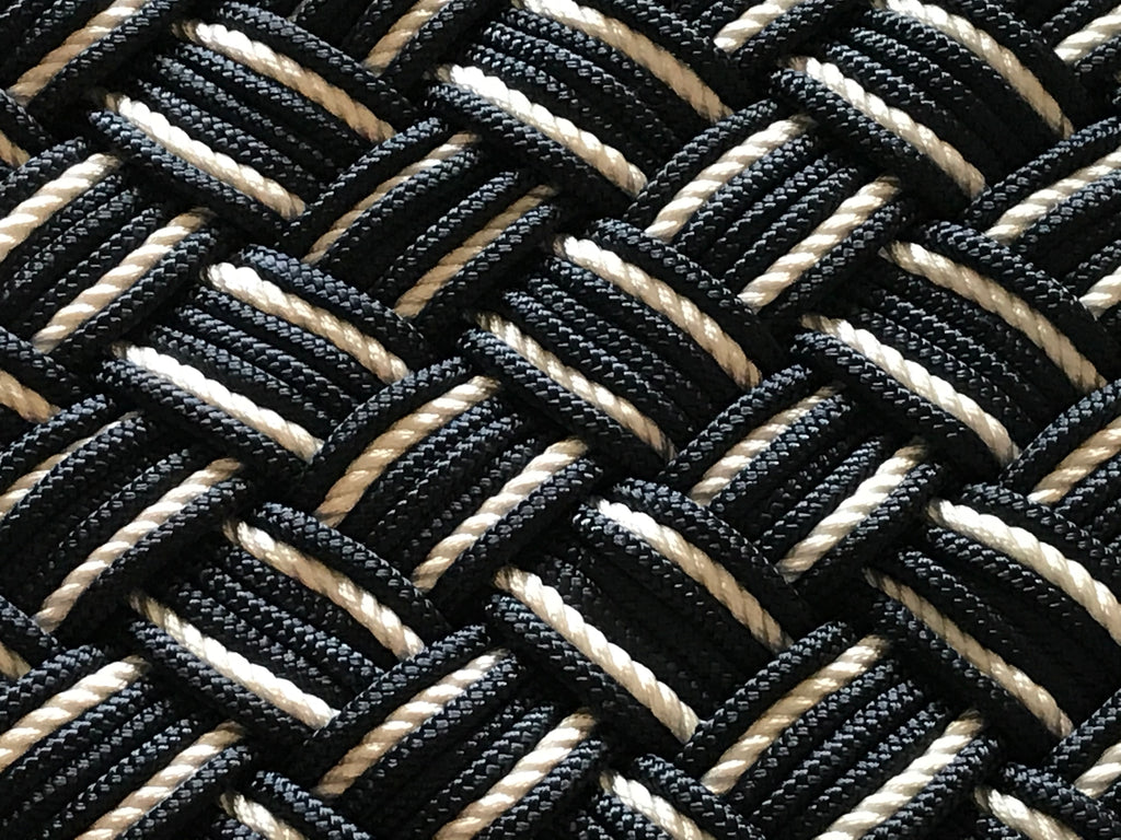 Navy & Off White Cotton Rope Rug 24" x 36" | Handwoven in Alaska