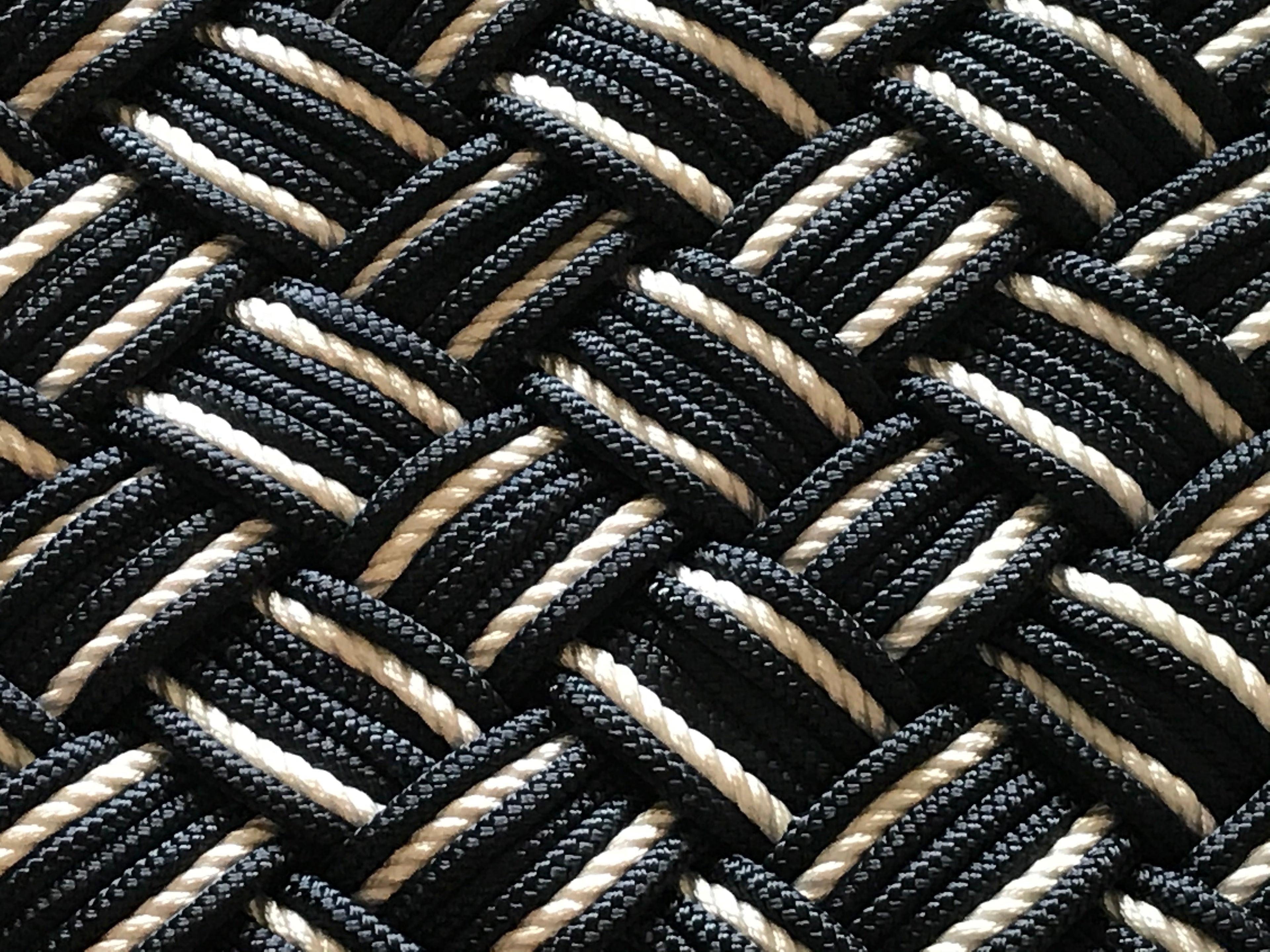 Navy & Off White Cotton Rope Rug 24" x 36" | Handwoven in Alaska