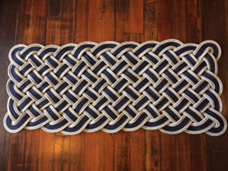 Navy with Double Silver Accent Door Mat 50" X 20" - Alaska Rug Company