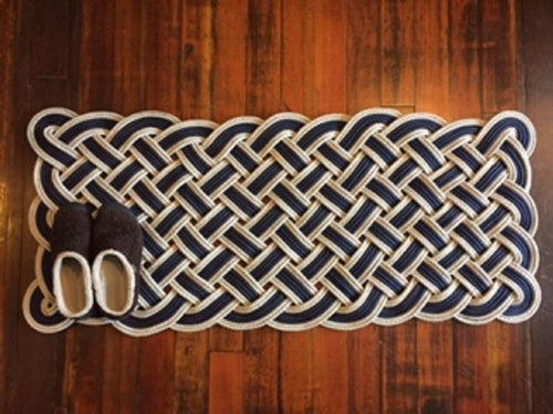 Navy with Double Silver Accent Door Mat 50