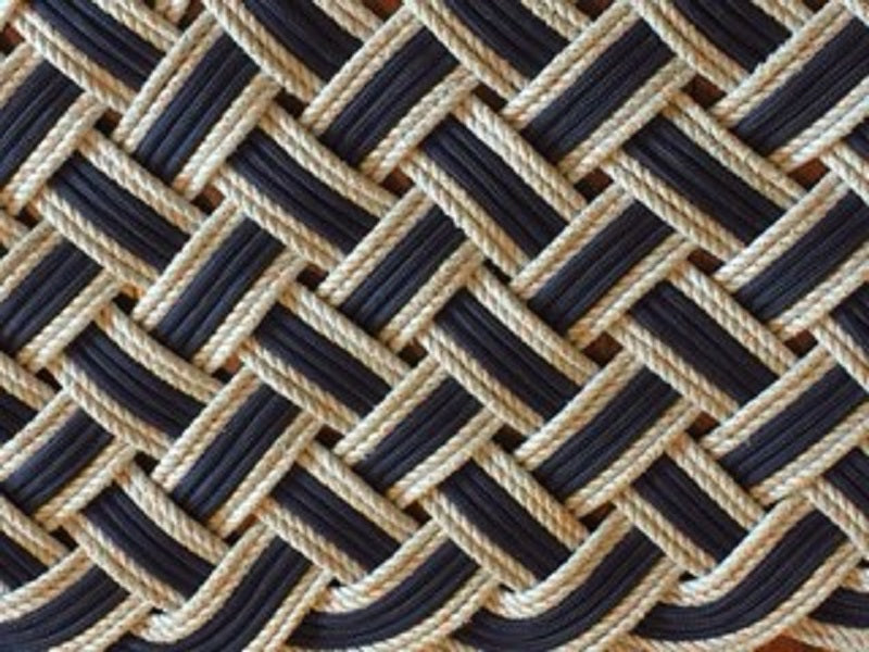 Navy with Double Silver Accent Door Mat 50" X 20" - Alaska Rug Company