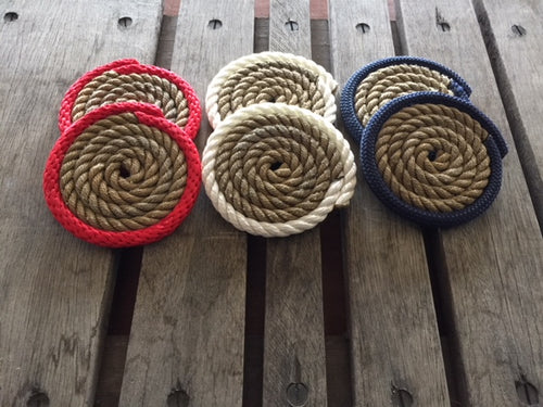Set of 6 Coasters Red White Blue - Alaska Rug Company