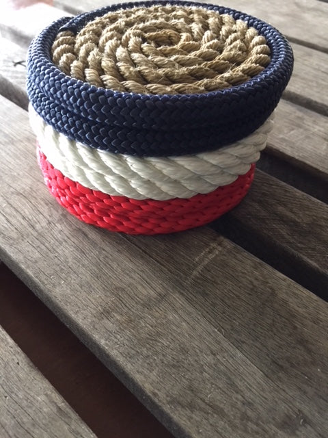 Set of 6 Coasters Red White Blue - Alaska Rug Company