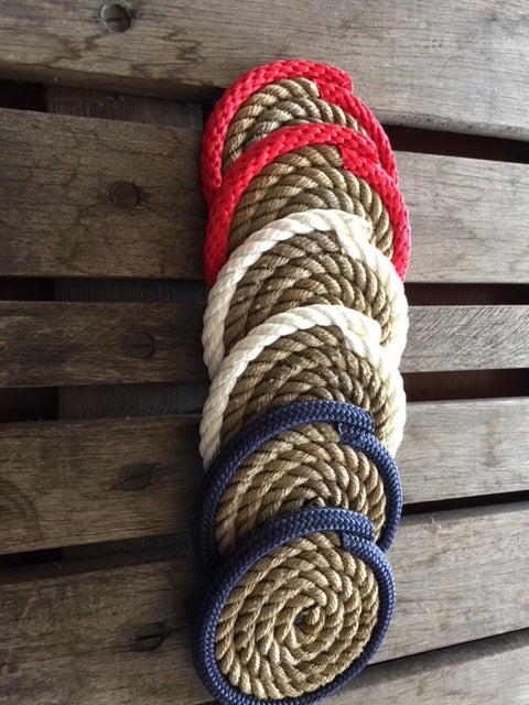 Set of 6 Coasters Red White Blue - Alaska Rug Company