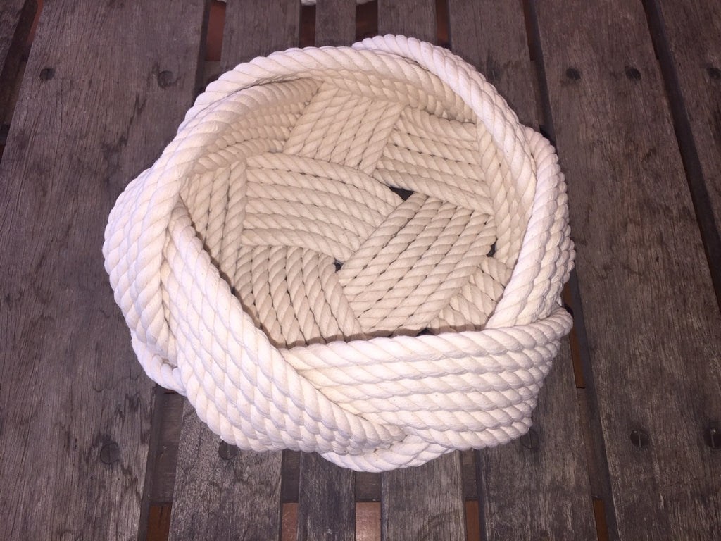 Handwoven Off-White Cotton Rope Bowl 9" x 6"| Nautical Home Storage