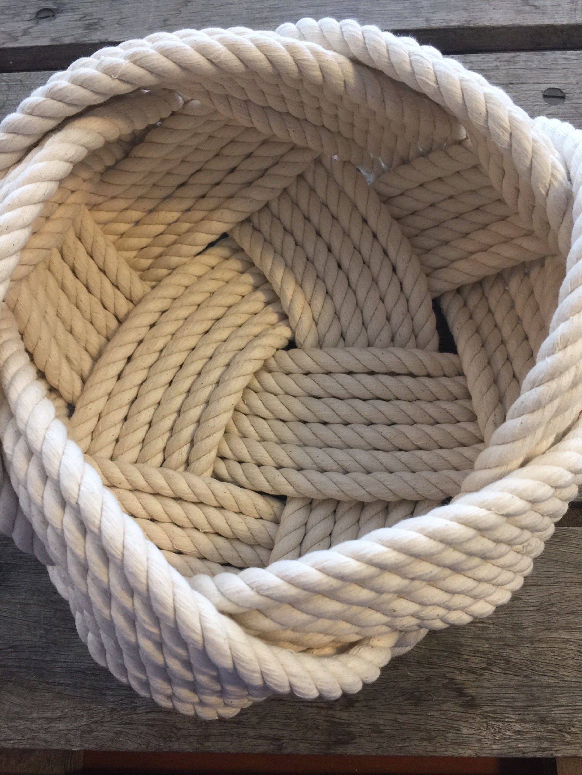 Handwoven Off-White Cotton Rope Bowl 9" x 6"| Nautical Home Storage