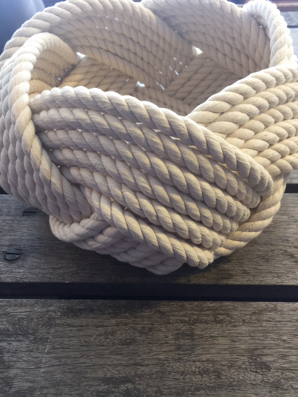 Handwoven Off-White Cotton Rope Bowl 9" x 6"| Nautical Home Storage
