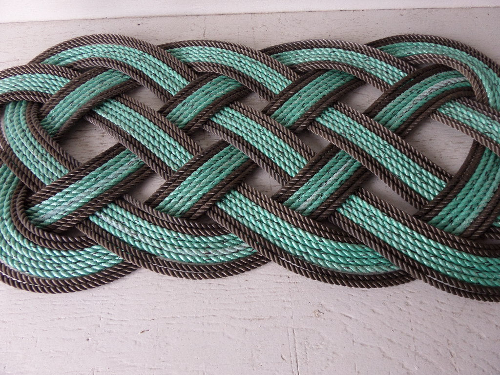 Rope Rug Green with Double Brown Accent 36" x 12" - Alaska Rug Company