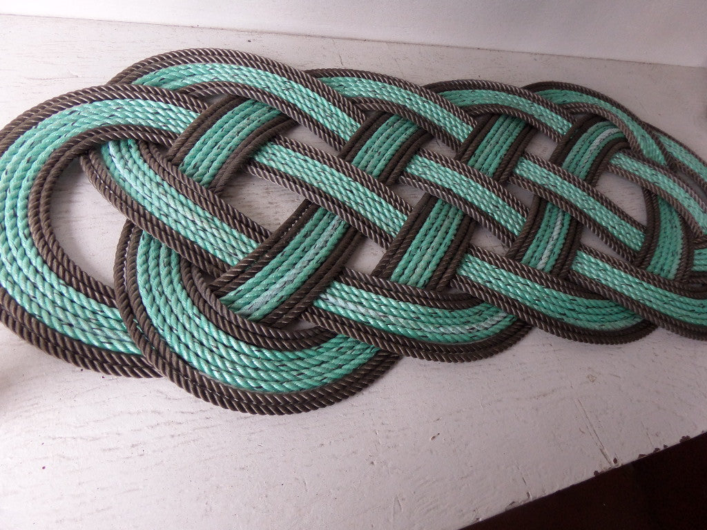 Rope Rug Green with Double Brown Accent 36" x 12" - Alaska Rug Company
