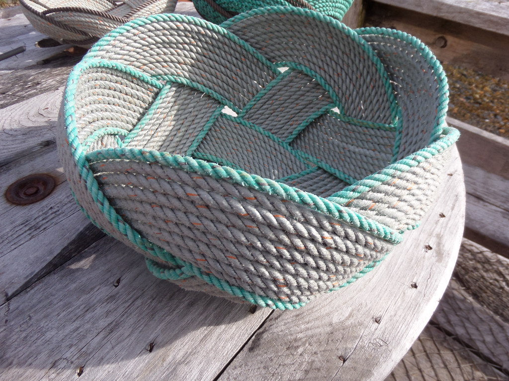 17" Rope Basket-Silver with Accent Trim - Alaska Rug Company