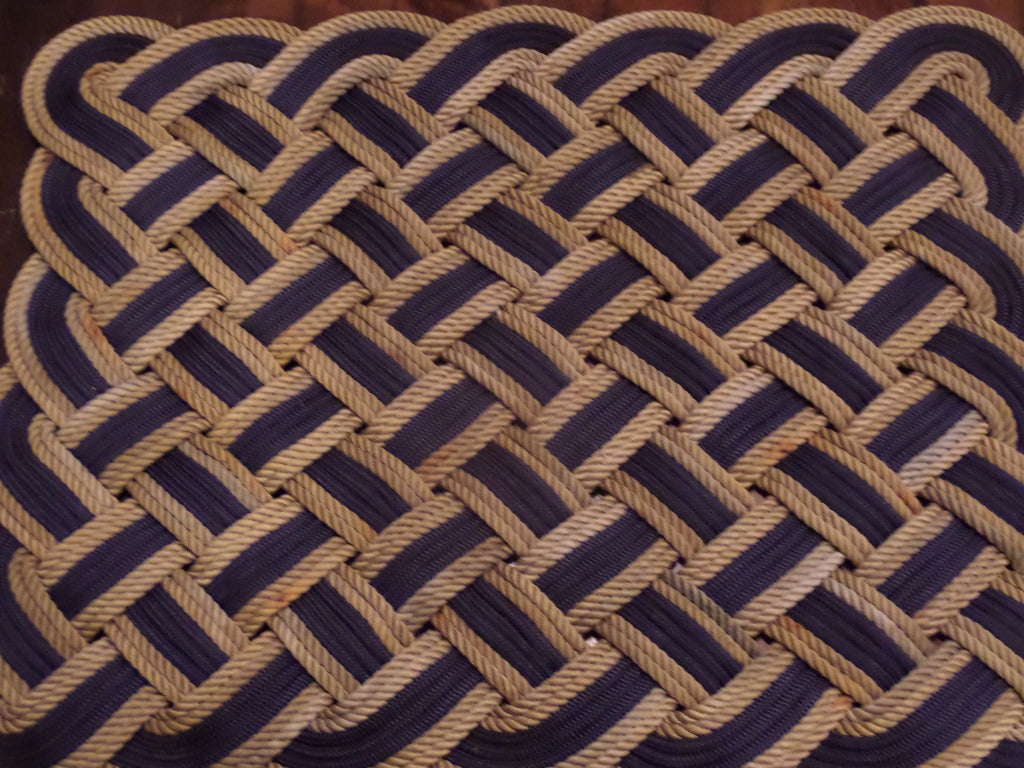 Rope Rug Navy and Choose Accent Color 24" x 34" - Alaska Rug Company