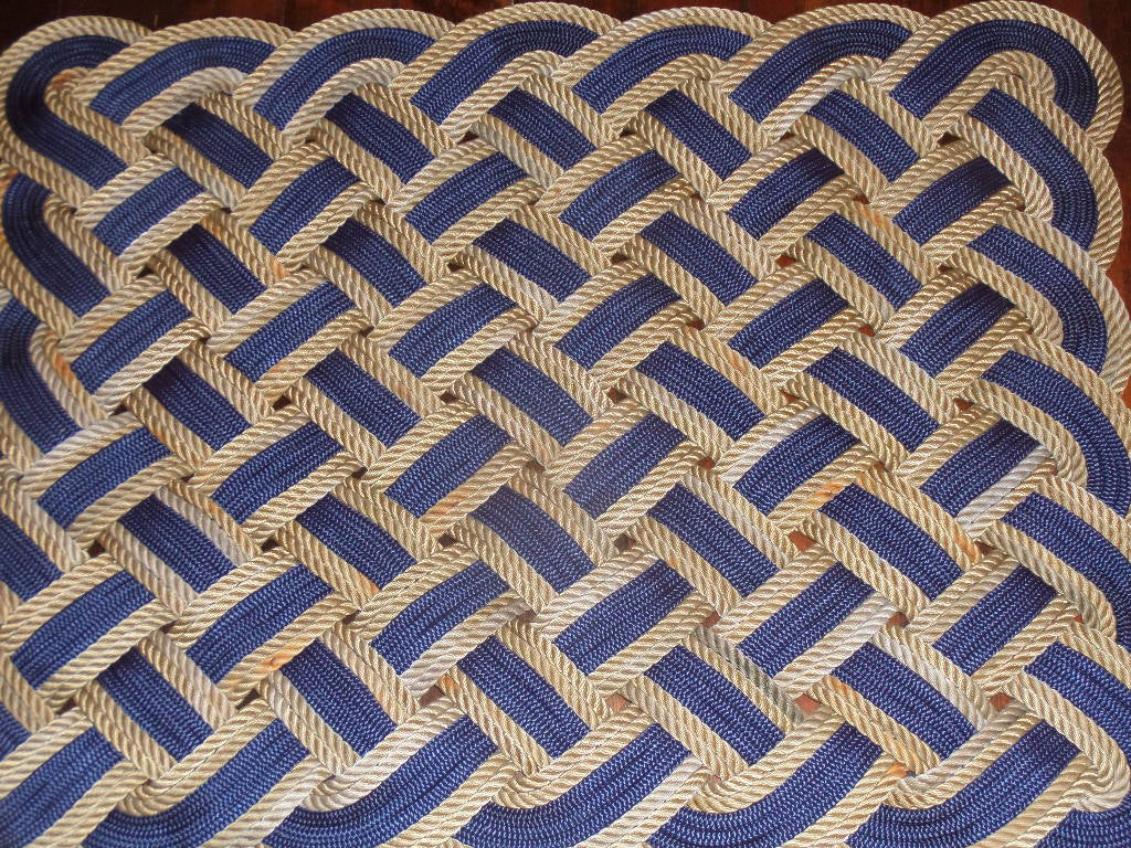 Rope Rug Navy and Choose Accent Color 24" x 34" - Alaska Rug Company