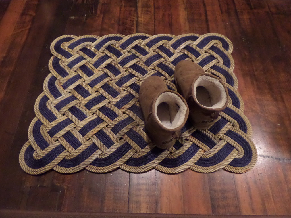 Rope Rug Navy and Choose Accent Color 24" x 34" - Alaska Rug Company
