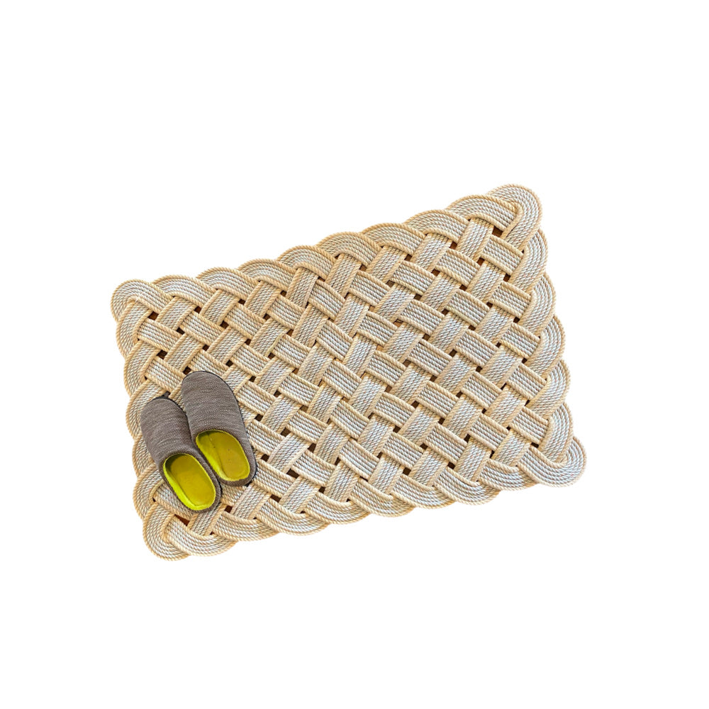 Silver & Yellow Rope Rug 24" x 36"  | Handwoven in Alaska