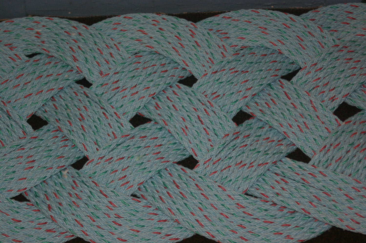 Light Blue Rope Rug 35" X 15"  Doormat - Alaska Rug Company