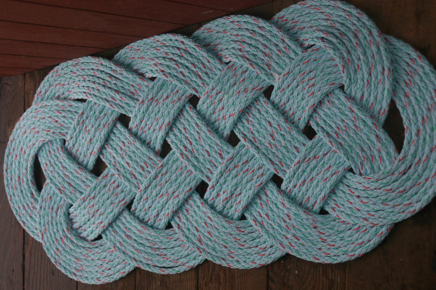 Light Blue Rope Rug 35" X 15"  Doormat - Alaska Rug Company