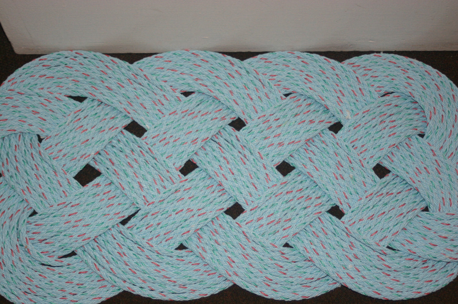 Light Blue Rope Rug 35" X 15"  Doormat - Alaska Rug Company