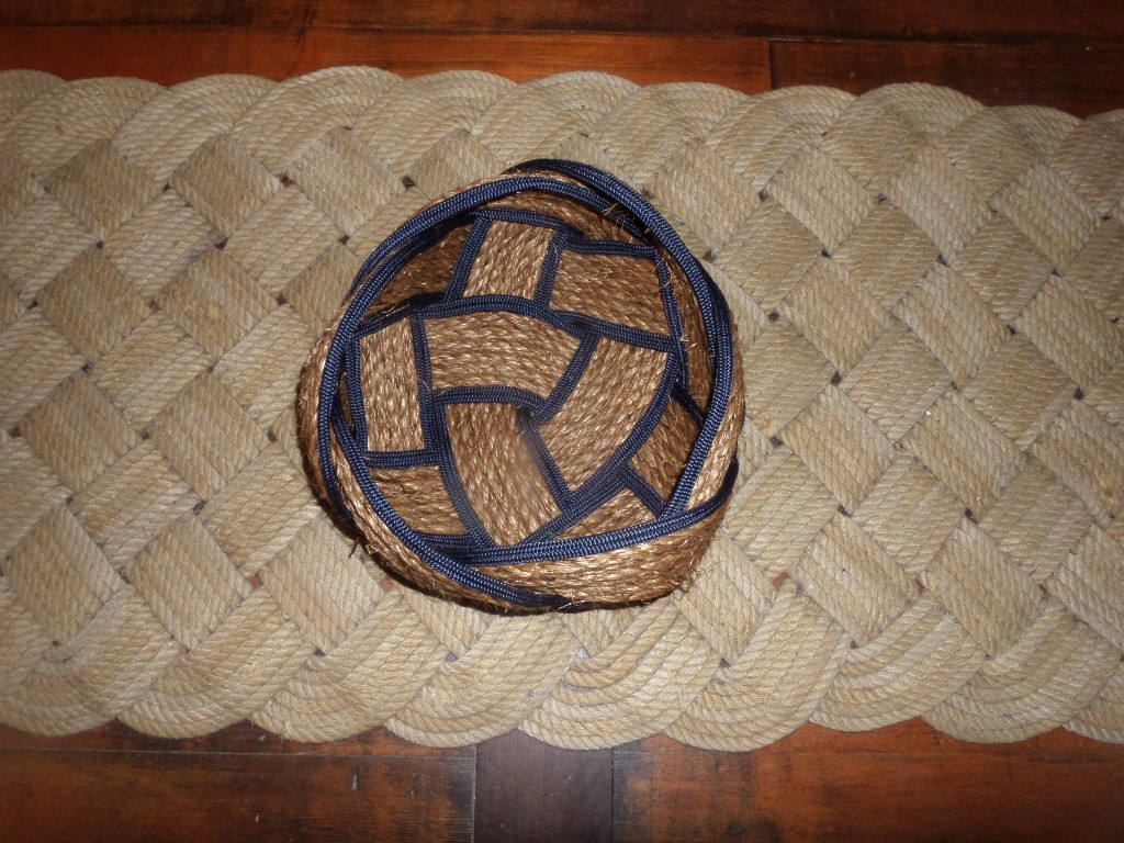 12" Natural Manila Bowl with Navy Accent - Alaska Rug Company