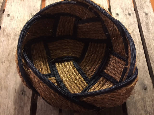 12" Natural Manila Bowl with Navy Accent - Alaska Rug Company