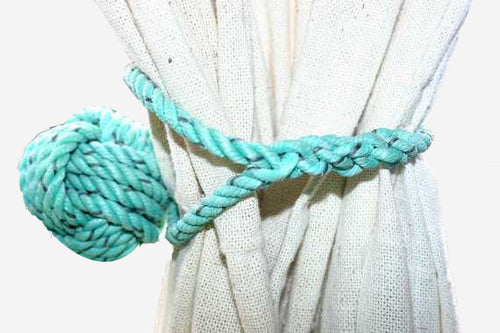 Knotted Monkey Fist Curtain Tie Back -Green - Alaska Rug Company