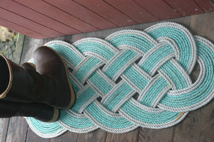 Doormat 36" x 15" Green with Double Silver Accent AS SEEN on HGTV - Alaska Rug Company