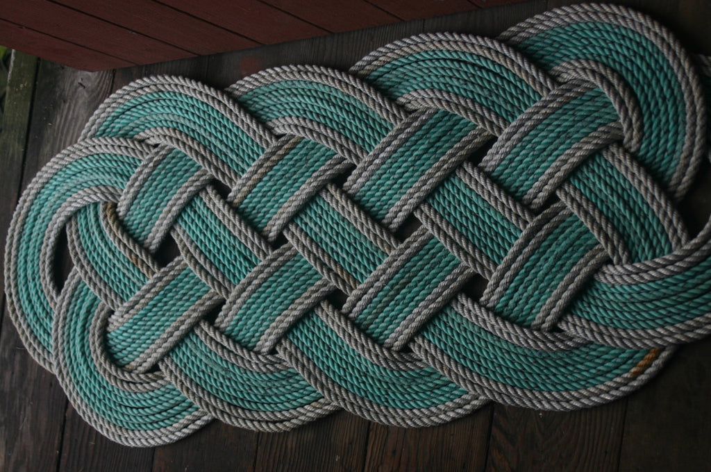 Doormat 36" x 15" Green with Double Silver Accent AS SEEN on HGTV - Alaska Rug Company