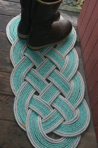 Doormat 36" x 15" Green with Double Silver Accent AS SEEN on HGTV - Alaska Rug Company