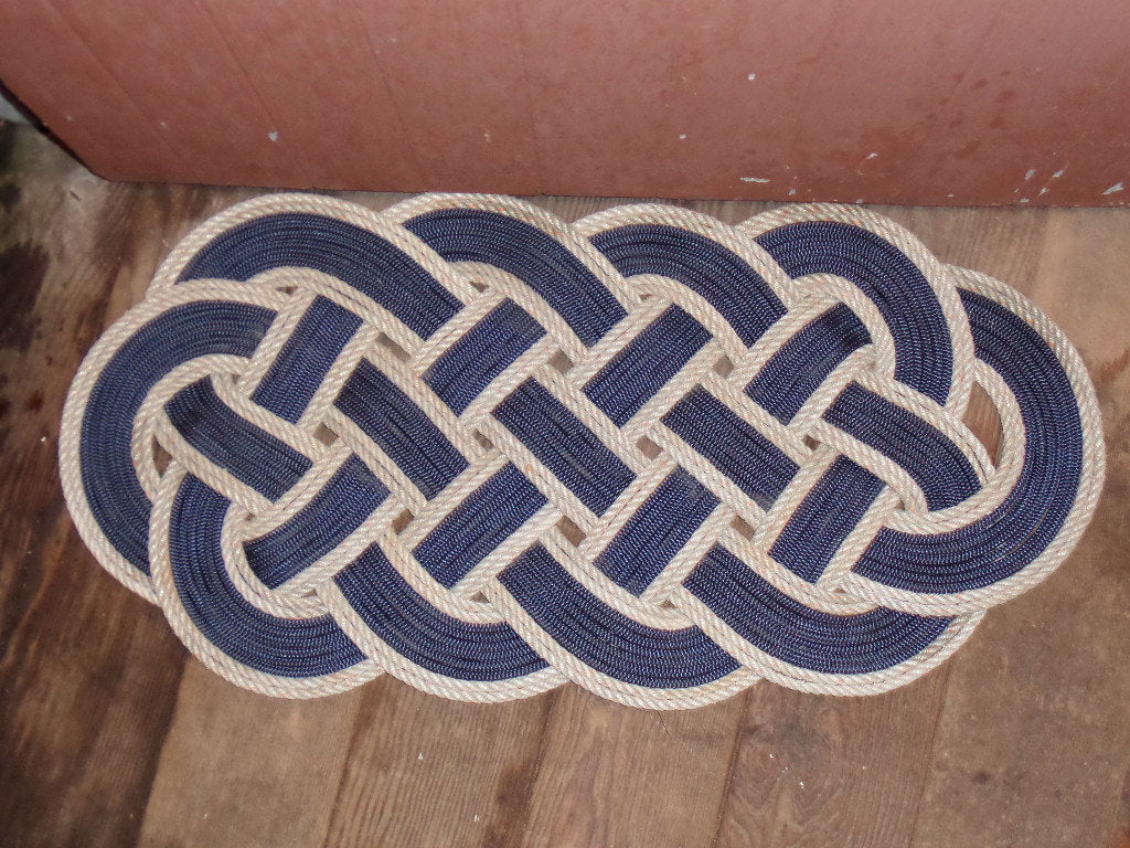Rope Rug Navy with Silver Accent 34" x 15" - Alaska Rug Company