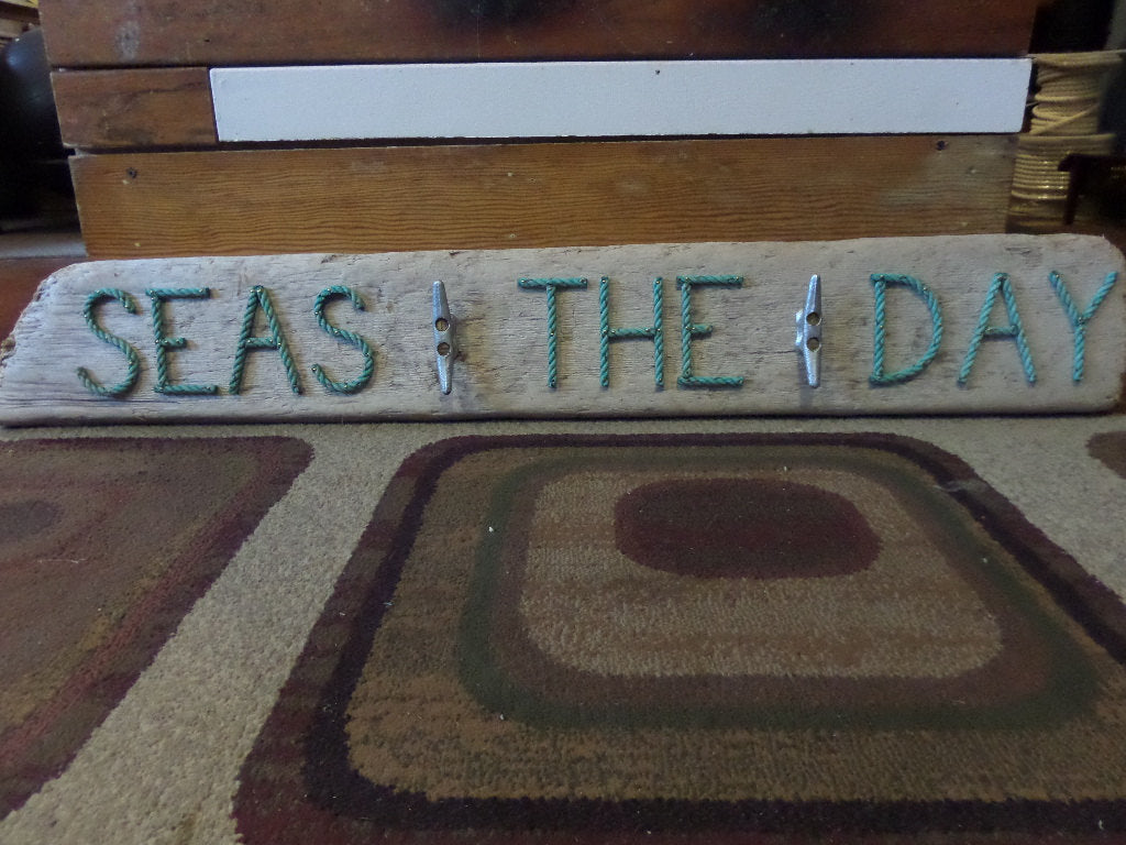 SEAS THE DAY Cleat Rack on Driftwood - Alaska Rug Company