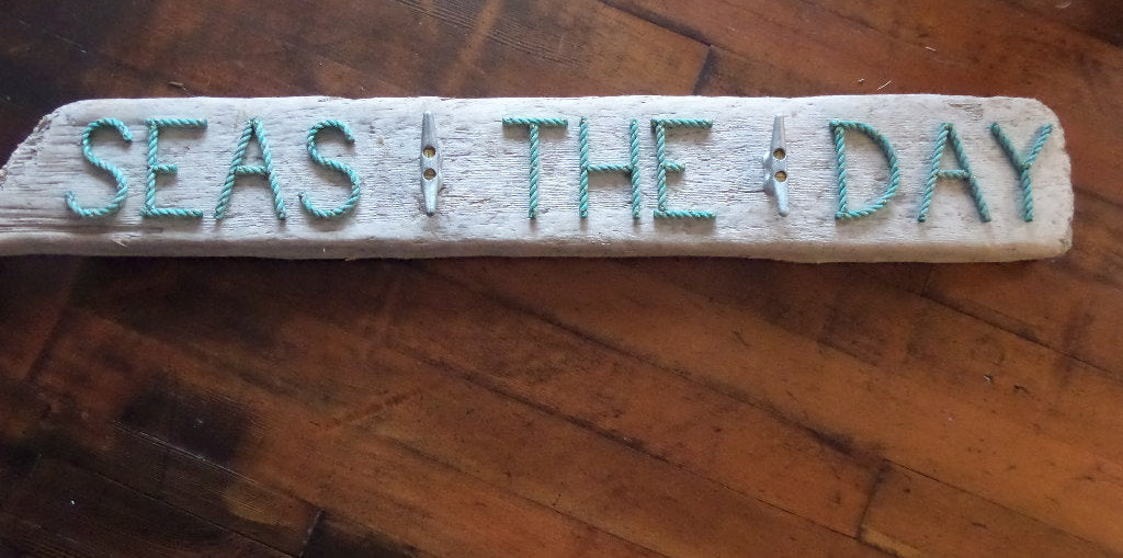 SEAS THE DAY Cleat Rack on Driftwood - Alaska Rug Company
