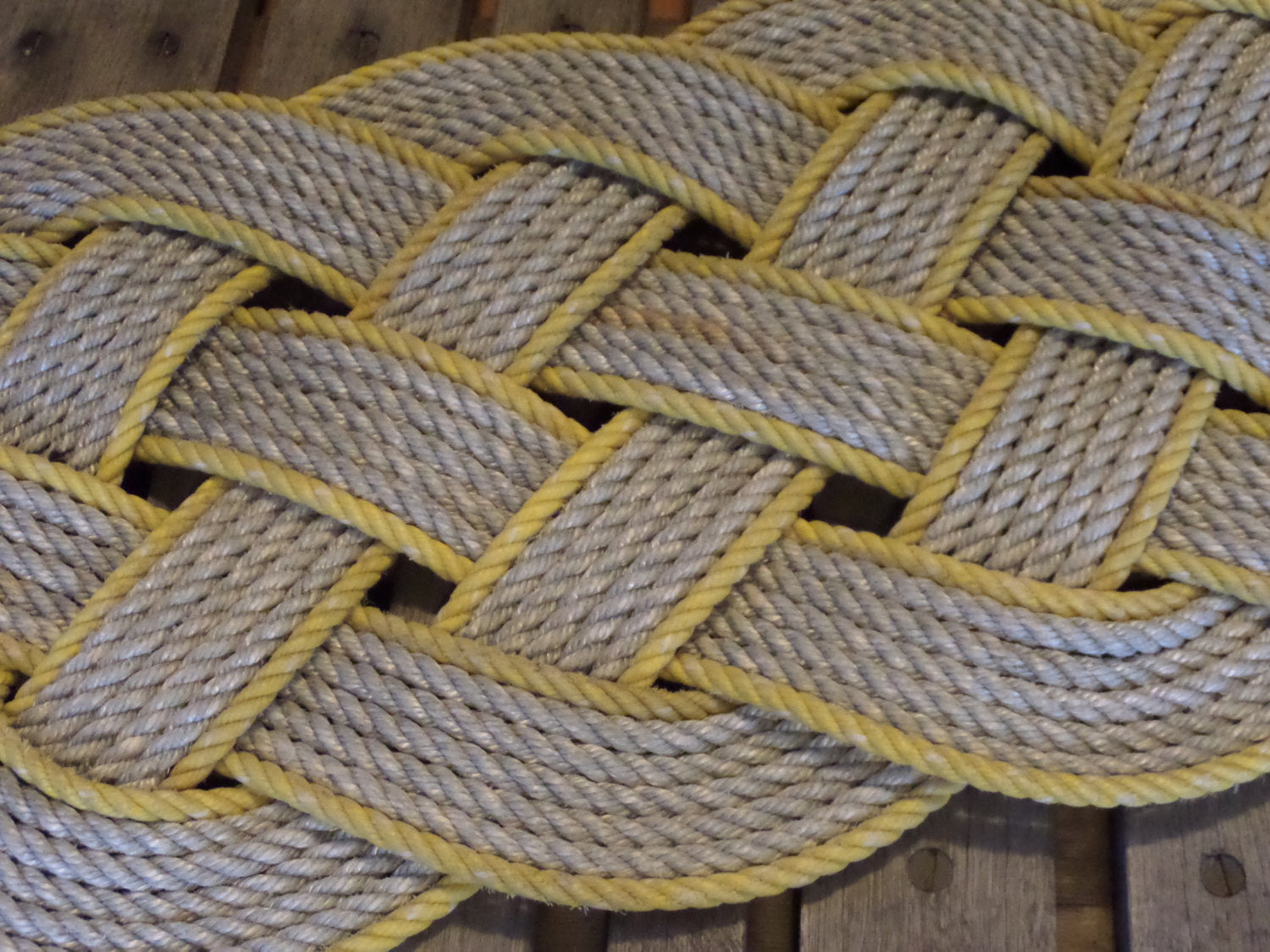 Knotted Rug Silver with Yellow Accent 32" x 12" - Alaska Rug Company