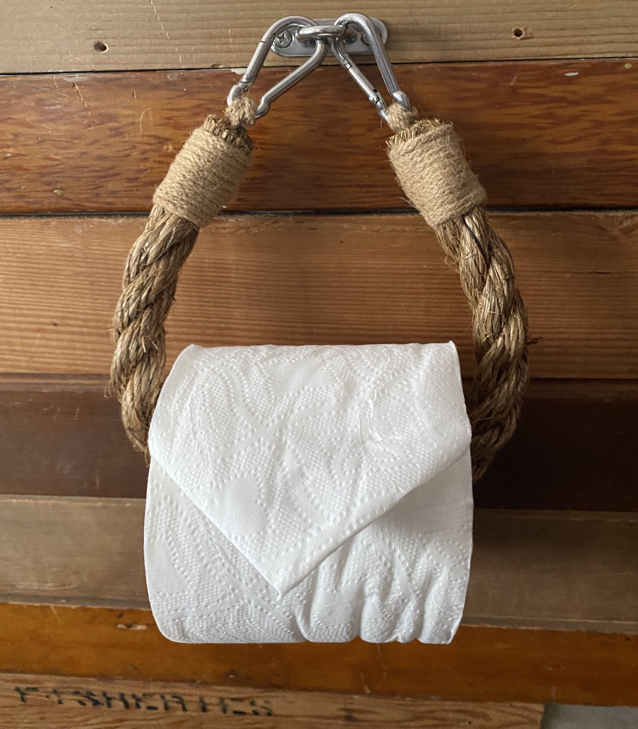 Manila Rope Toilet Paper Holder with U-Hook | Alaskan Nautical Bathroom Decor